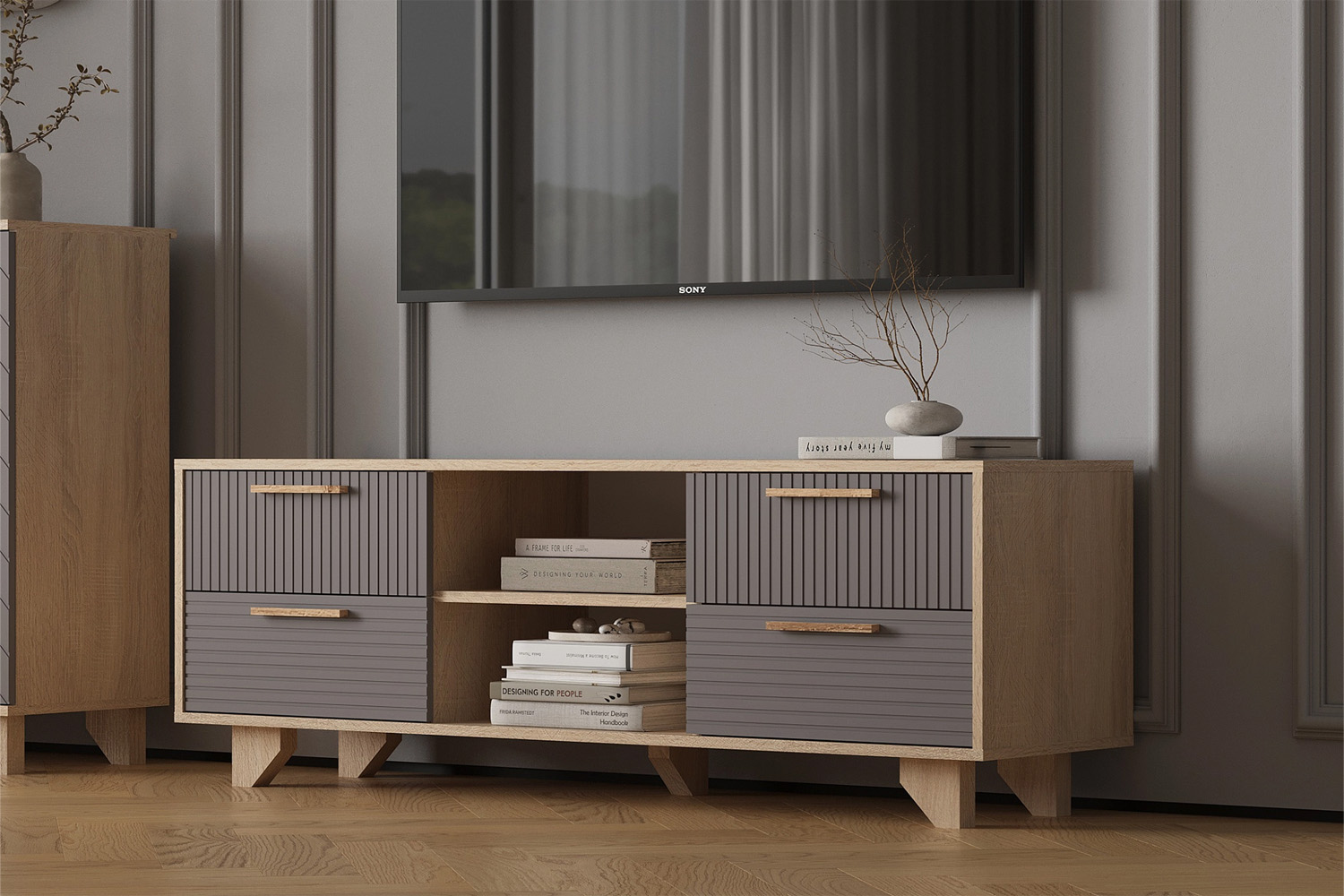 Ньёрд ТВ Тумба 1500.4 Дуб Сонома / Черника