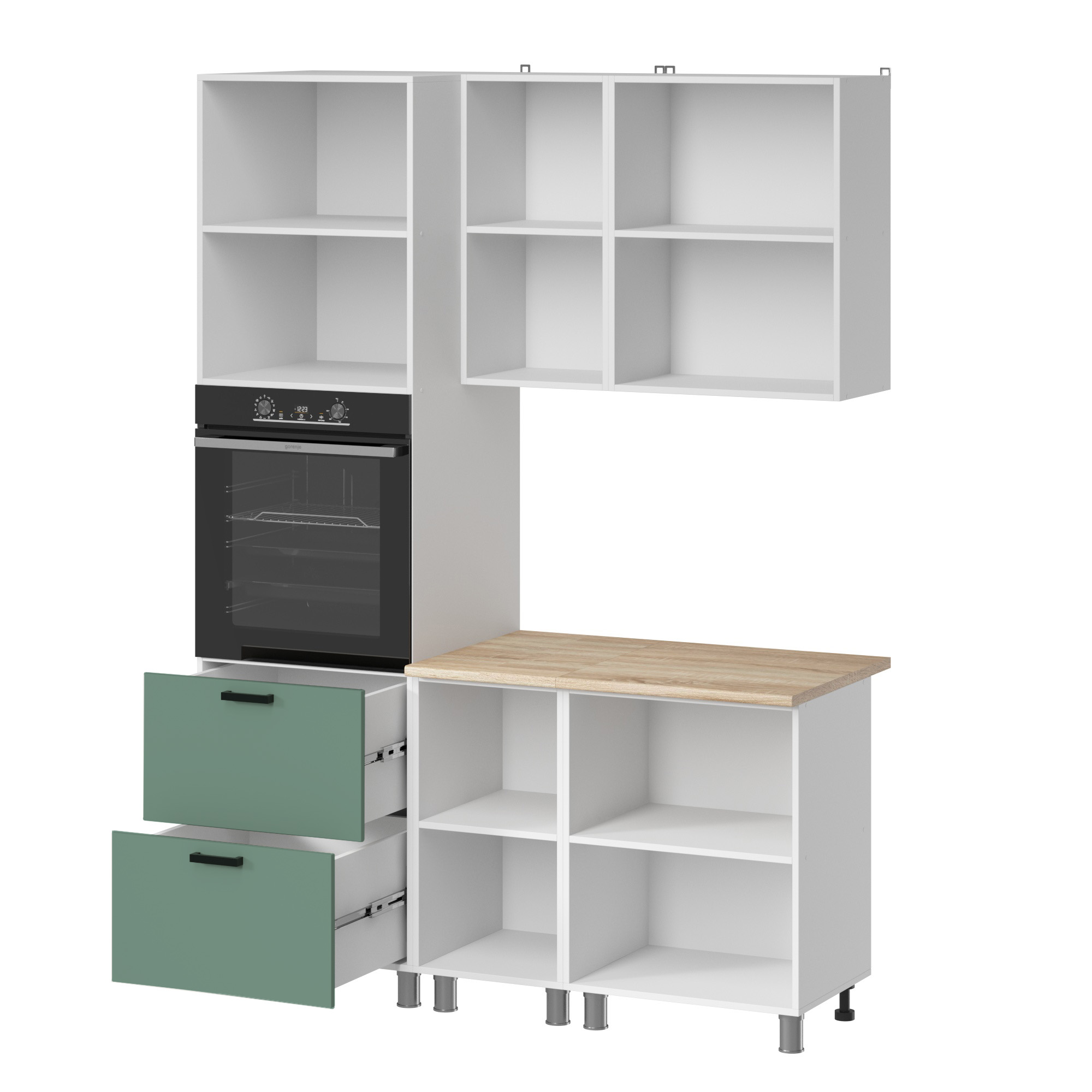 МК Аленушка 1,6м ПД Орешник Матовая Мята,скоба черный,сонома