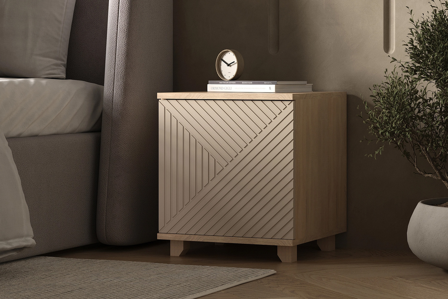 Ньёрд Тумба прикроватная 1ст Дуб Сонома / Ива пепельная