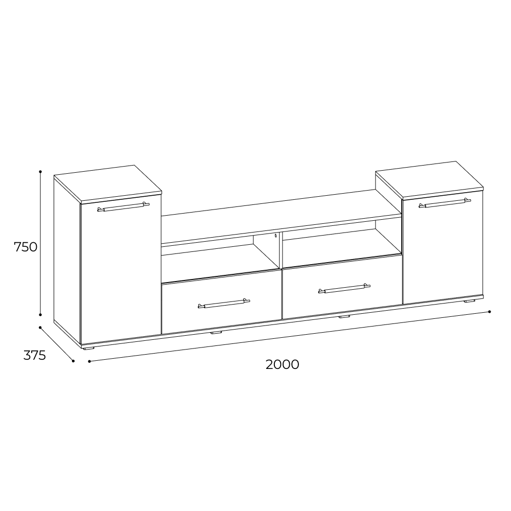 Тумба под ТВ Парус 2, ясень шимо/дуб сонома