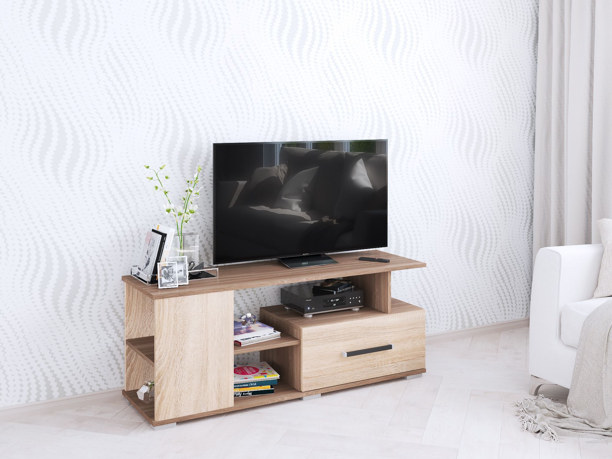 Тумба под ТВ Парус 4, ясень шимо/дуб сонома