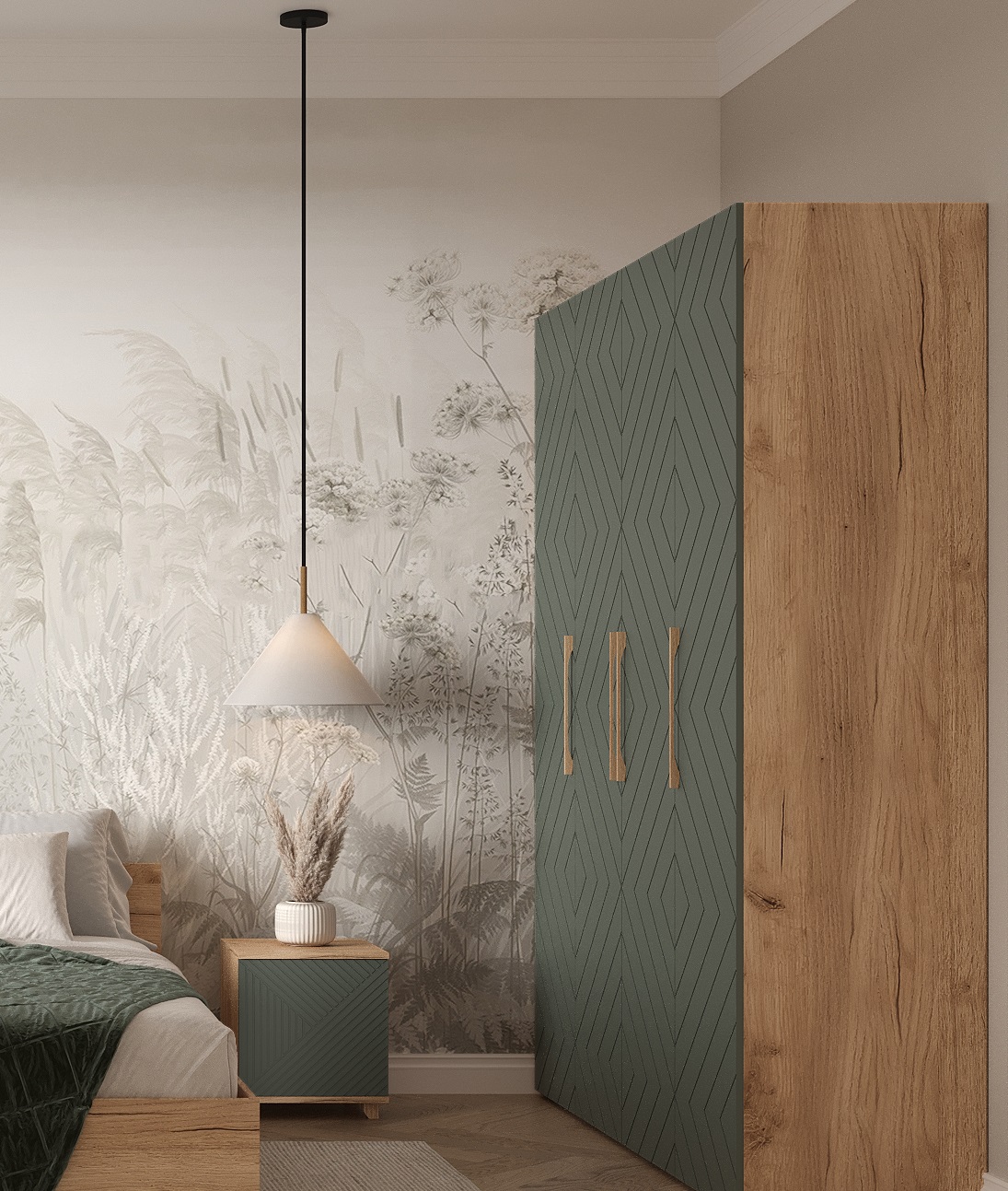 Тумба прикроватная Ньёрд 1ст Дуб вотан/Можжевельник