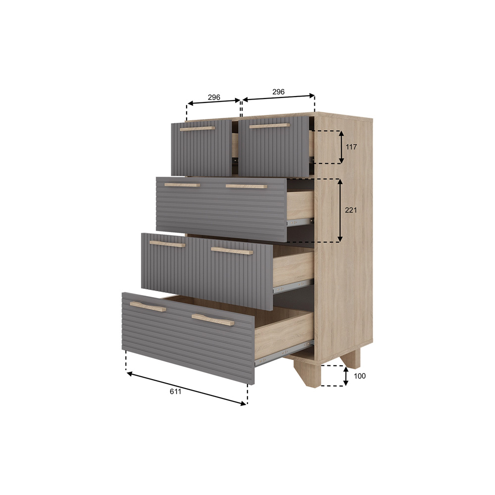 Ньёрд Комод 700.5 Дуб Сонома/Черника