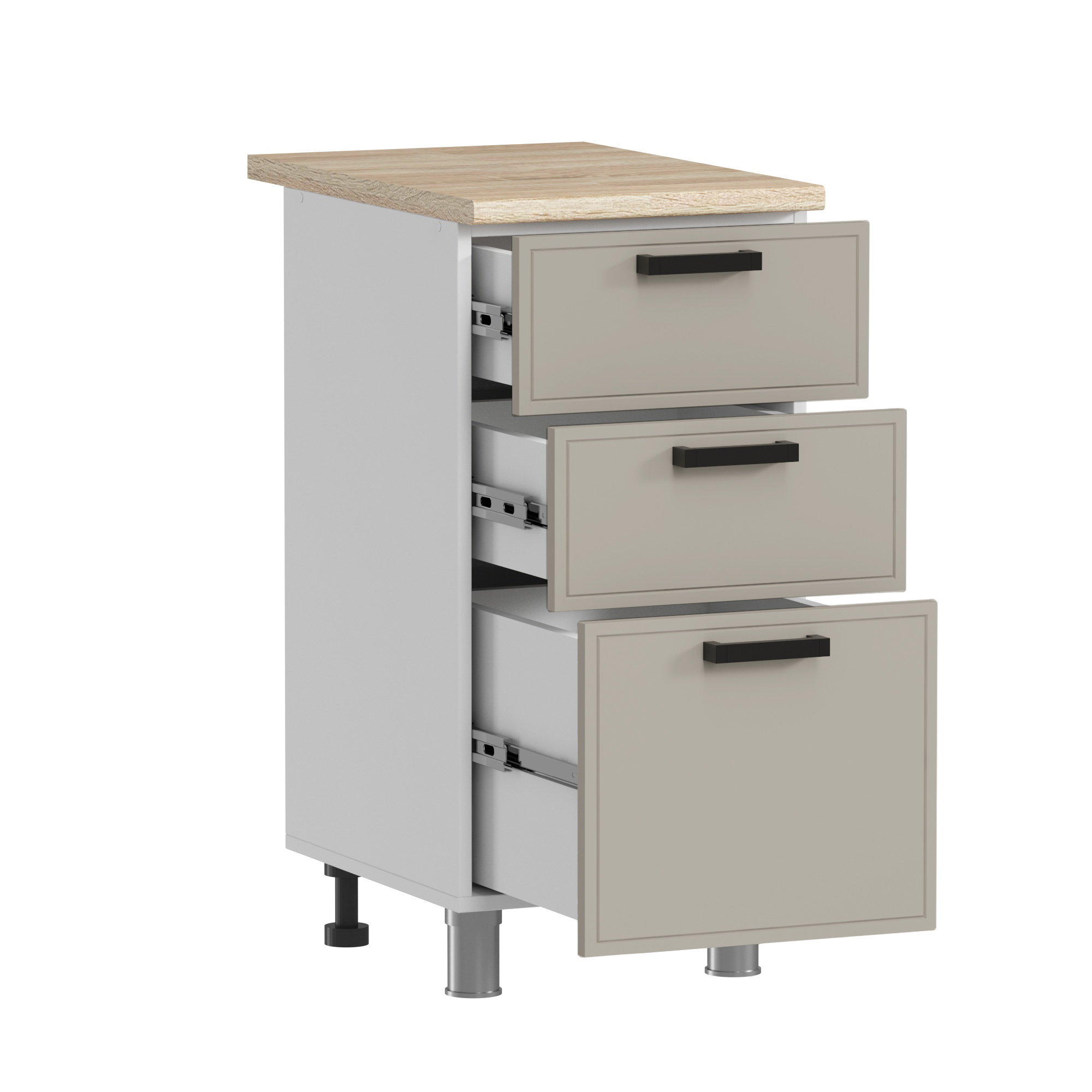 МК Аленушка Н3Я 400 Магнолия Керамика,скоба черный (со столешницей)