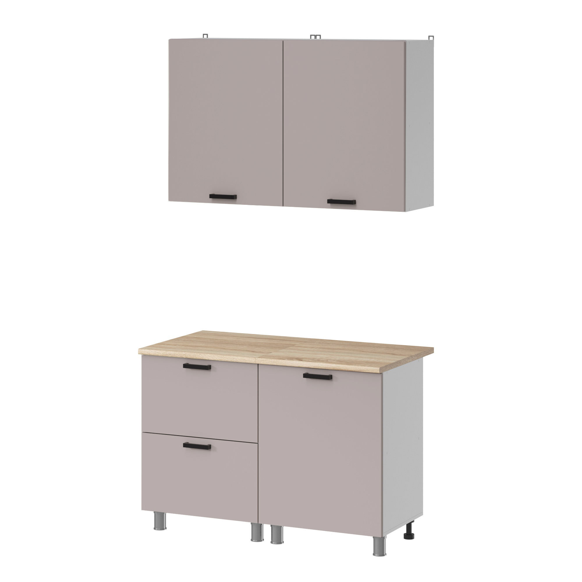 МК Аленушка 1,2м с ящ. Лаванда Кашемир,скоба черный,сонома