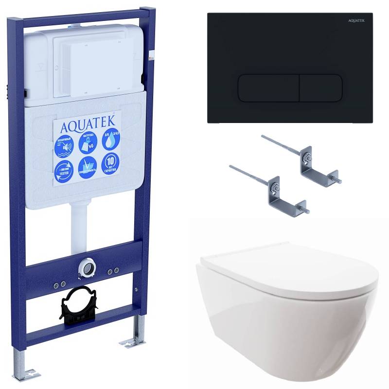 SET AQUATEK ПОЛАРИС (рама AQUATEK Standard INS-0000012+унитаз ПОЛАРИС AQ0700-00 с тонким сиденьем soft-close+ крепеж KKI-0000002 +панель KDI-0000017)
