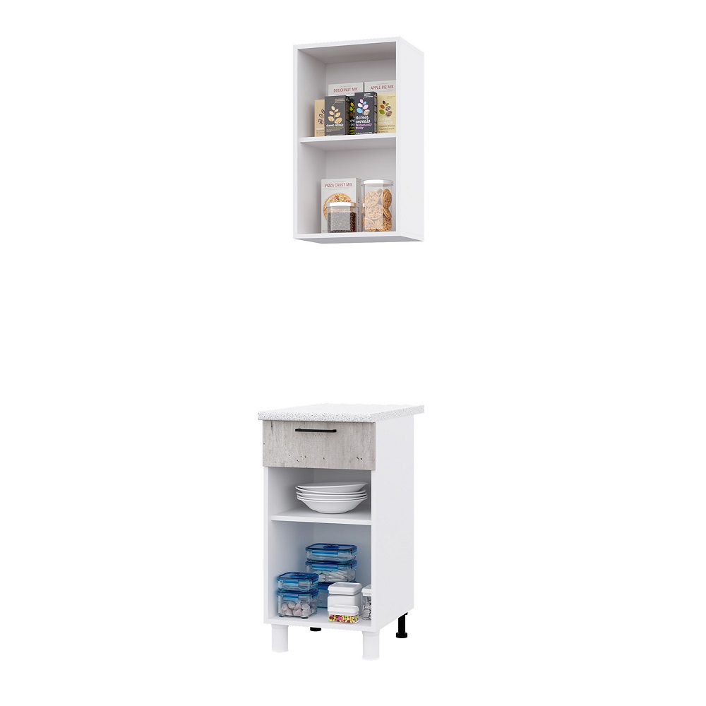 Готовая кухня Тренд 400, Крафт белый / Крафт серый