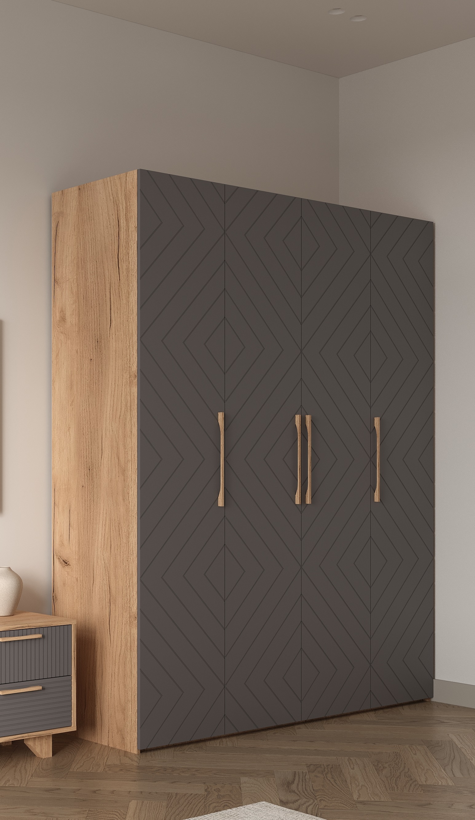 Шкаф Ньёрд 1800 Дуб вотан/Черника