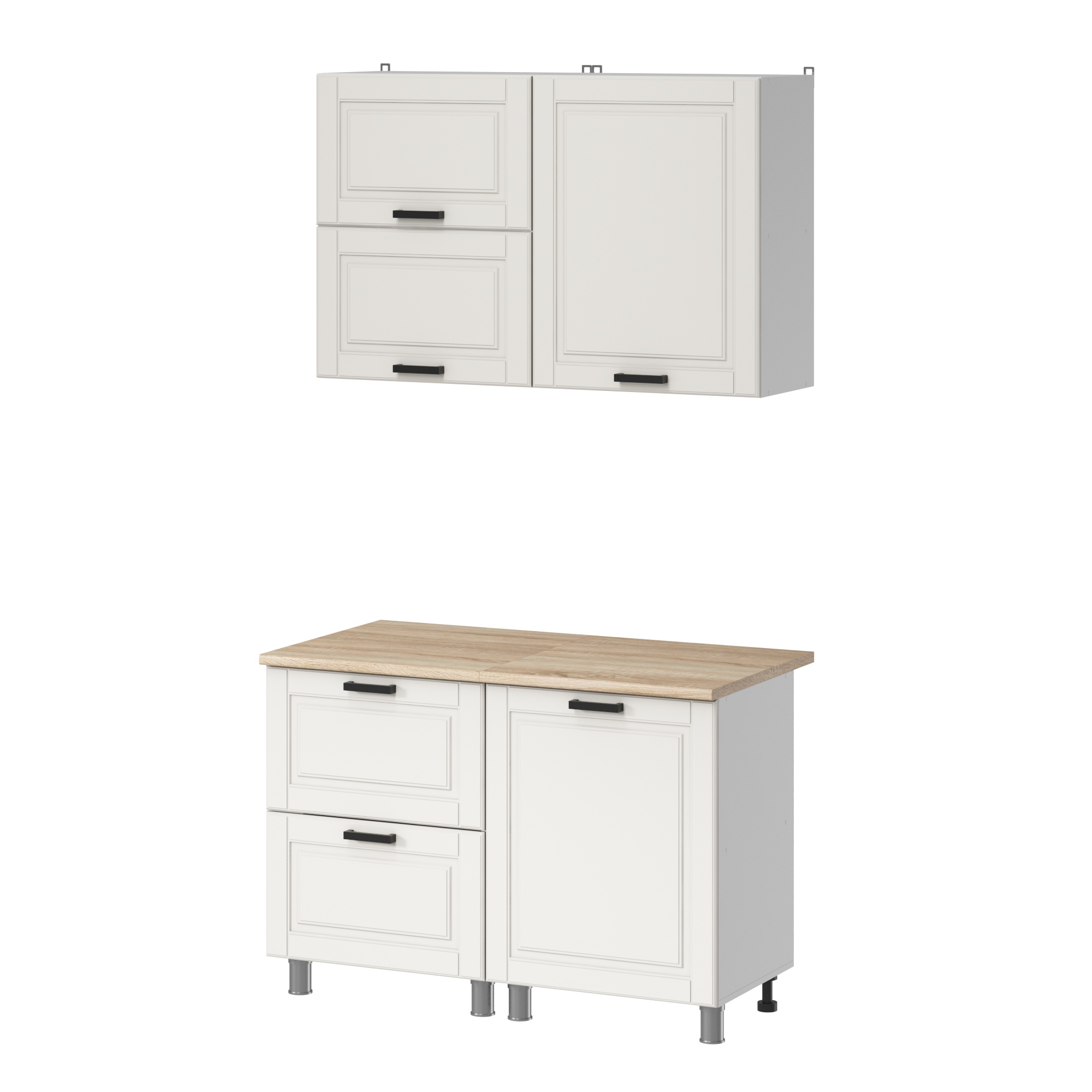 МК Аленушка 1,2м с ящ.в 2 Астра Молочный,скоба черный,сонома