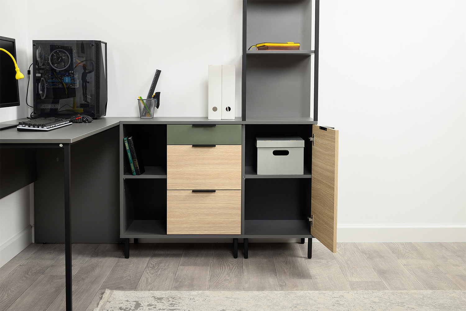 Стеллаж Марвэл 16.426, Темно-серый, Сатин, Плэйн