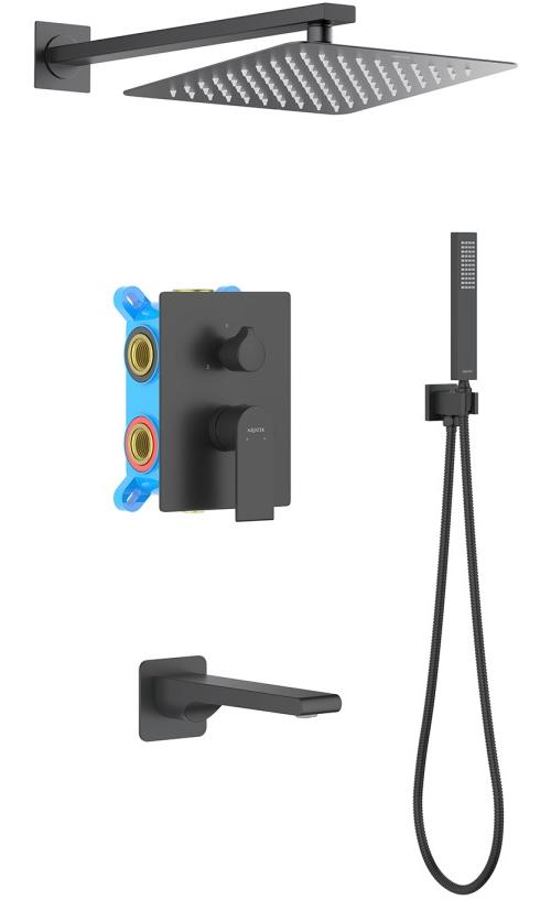 AQ1473MB ЛИРА Set 4 в 1 душевой комплект, матовый черный