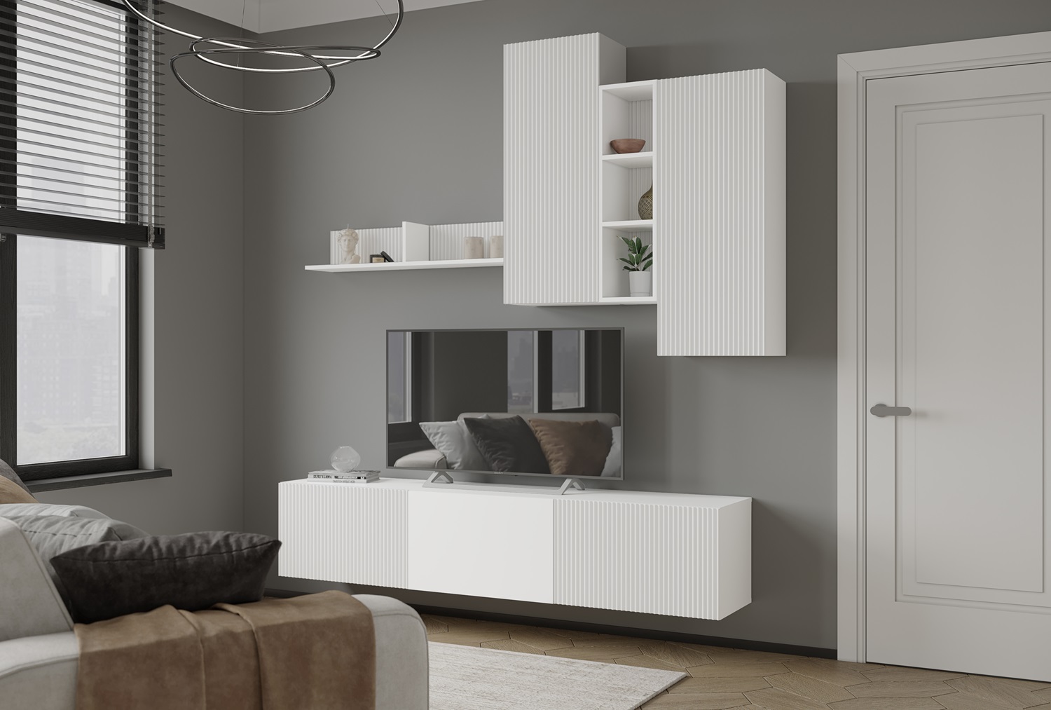 Полка навесная Сириния, белый снег