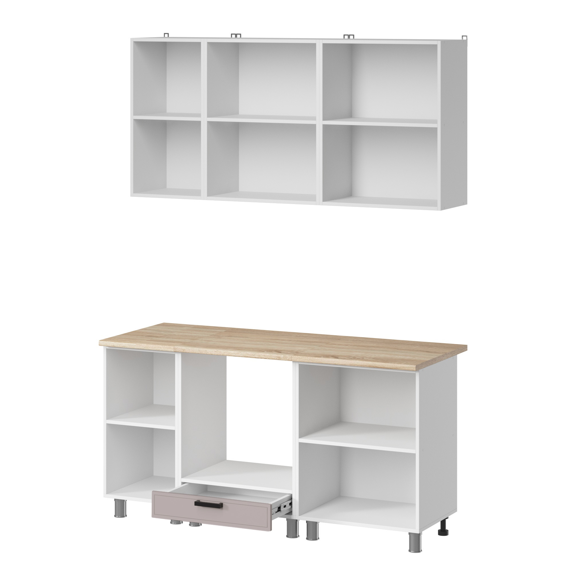 МК Аленушка 1,6м в.6 Магнолия Кашемир,скоба черный,сонома