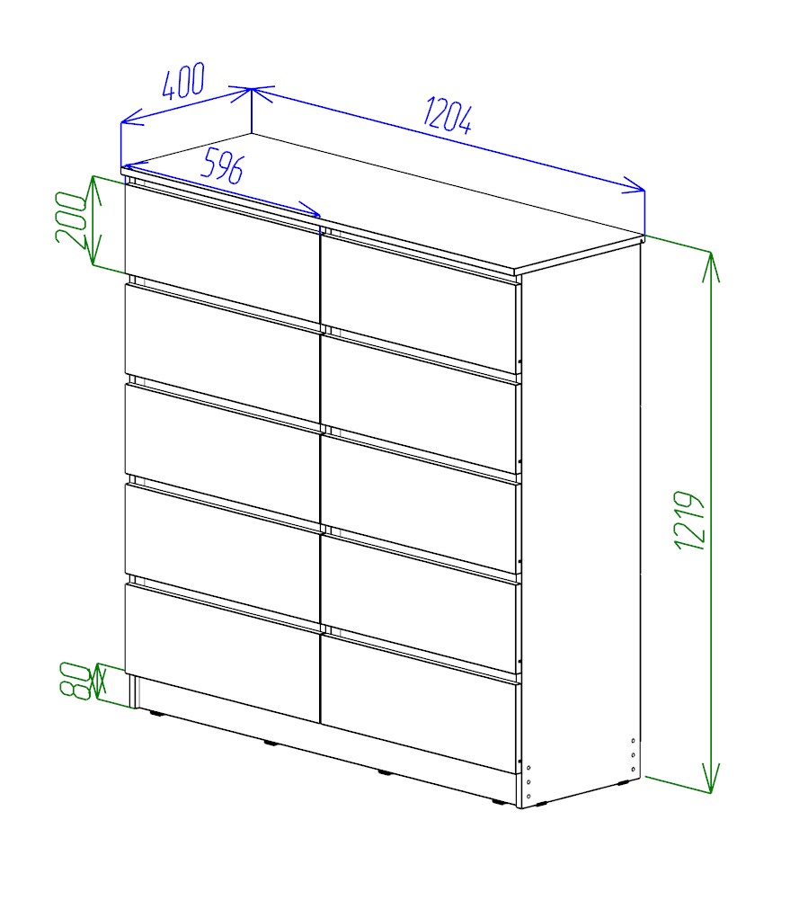 МС Охта Лайт Комод 1200.10 Антрацид