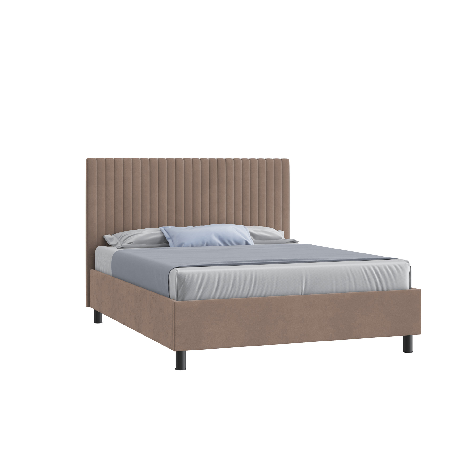 Кровать Леона 180х200 (Классик, ППМ, 1000Н, Микровелюр песчано-бежевый)
