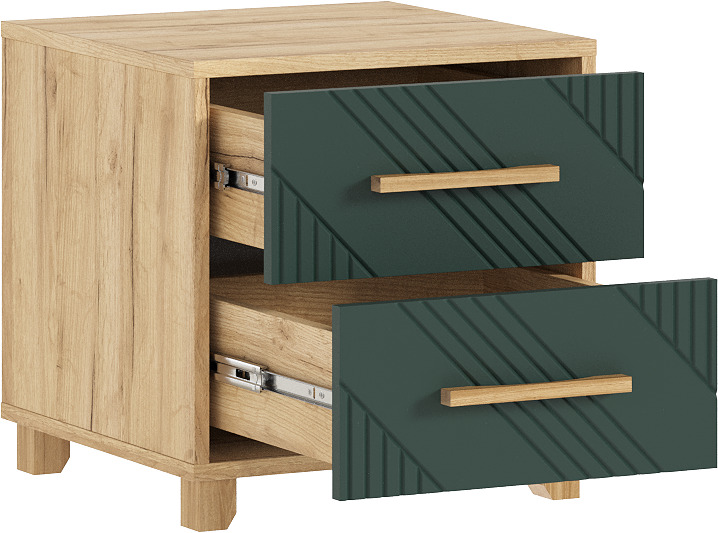 Тумба прикроватная Ирис (2 шт.), Браш Мени Грин, Дуб Крафт