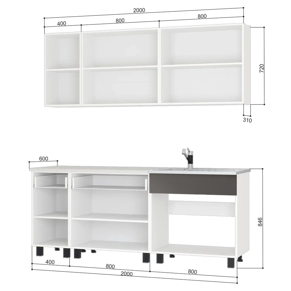 Кухня "Дакота" (БТС) бетон пайн/графит