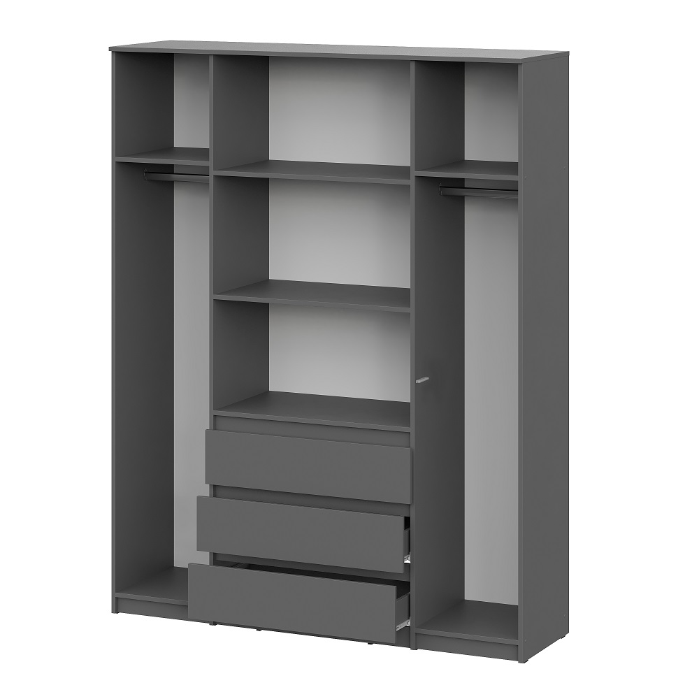 Шкаф для одежды и белья 4х дверный Денвер, графит