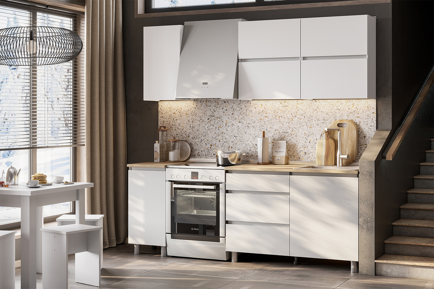 Готовая кухня Токио 1.6 м, белая