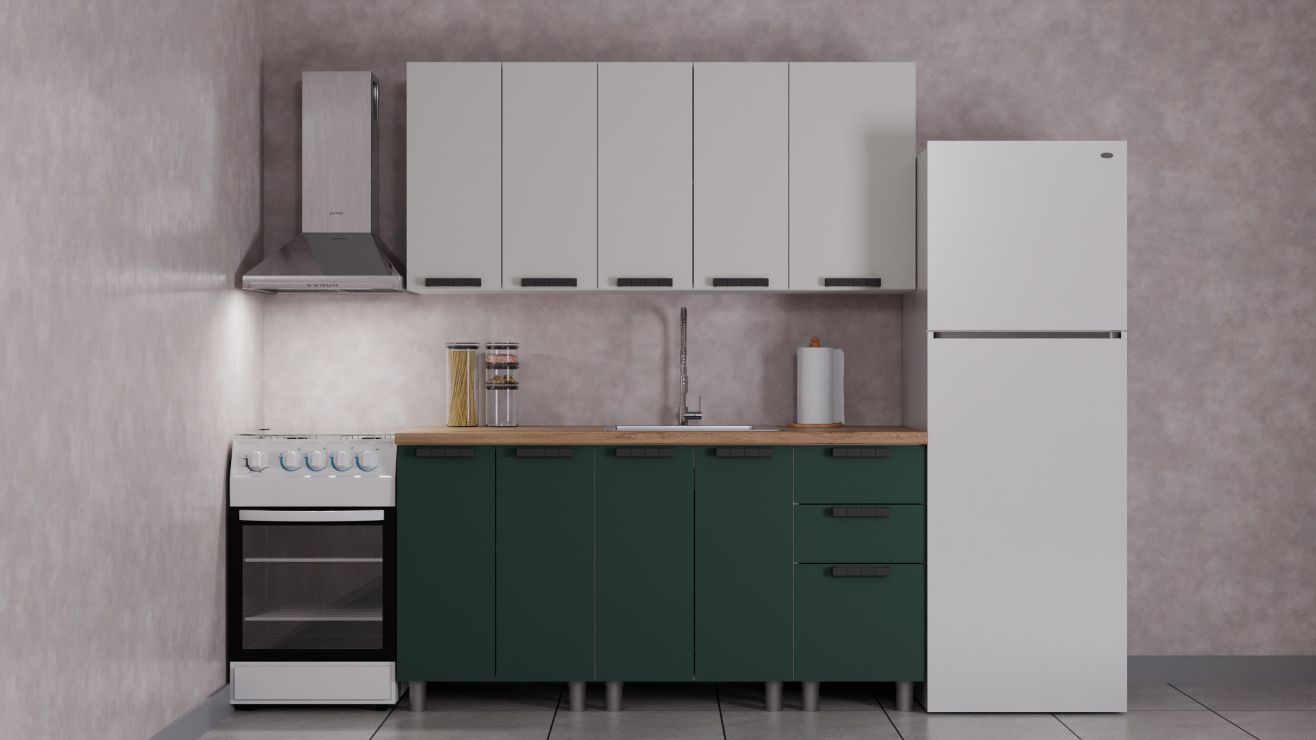 ГК Аленушка 1,6м  Лаванда Керамика/Изумруд,скоба черный,сонома