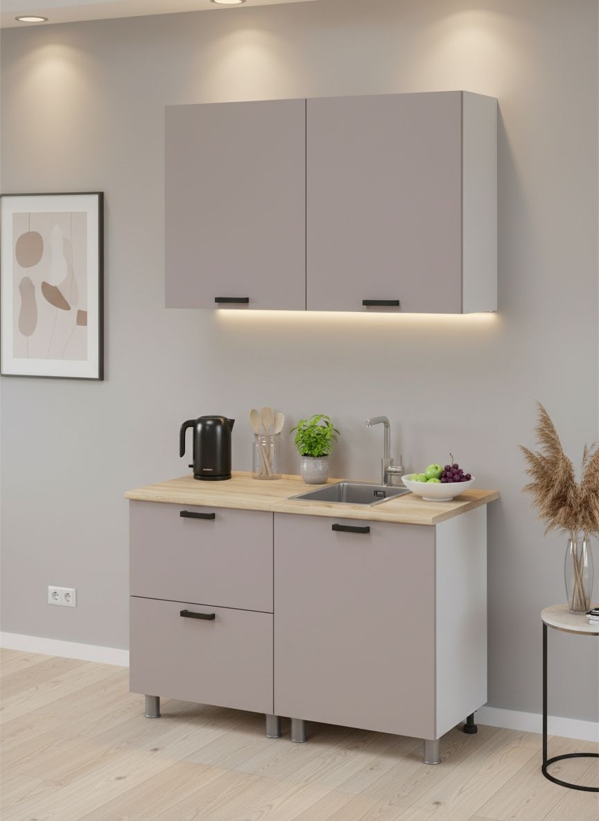 МК Аленушка 1,2м с ящ. Лаванда Кашемир,скоба черный,сонома