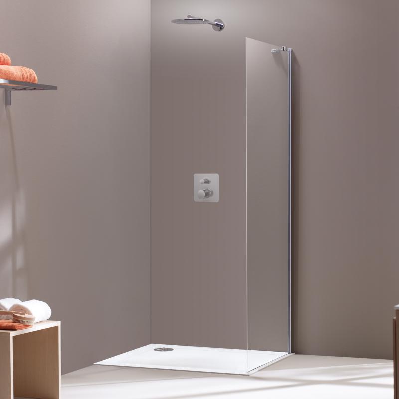 400623.092.321 AURA Боковая стенка 900*2000мм профиль глянцевый хром, стекло прозрачное (монтаж на душ поддонах)