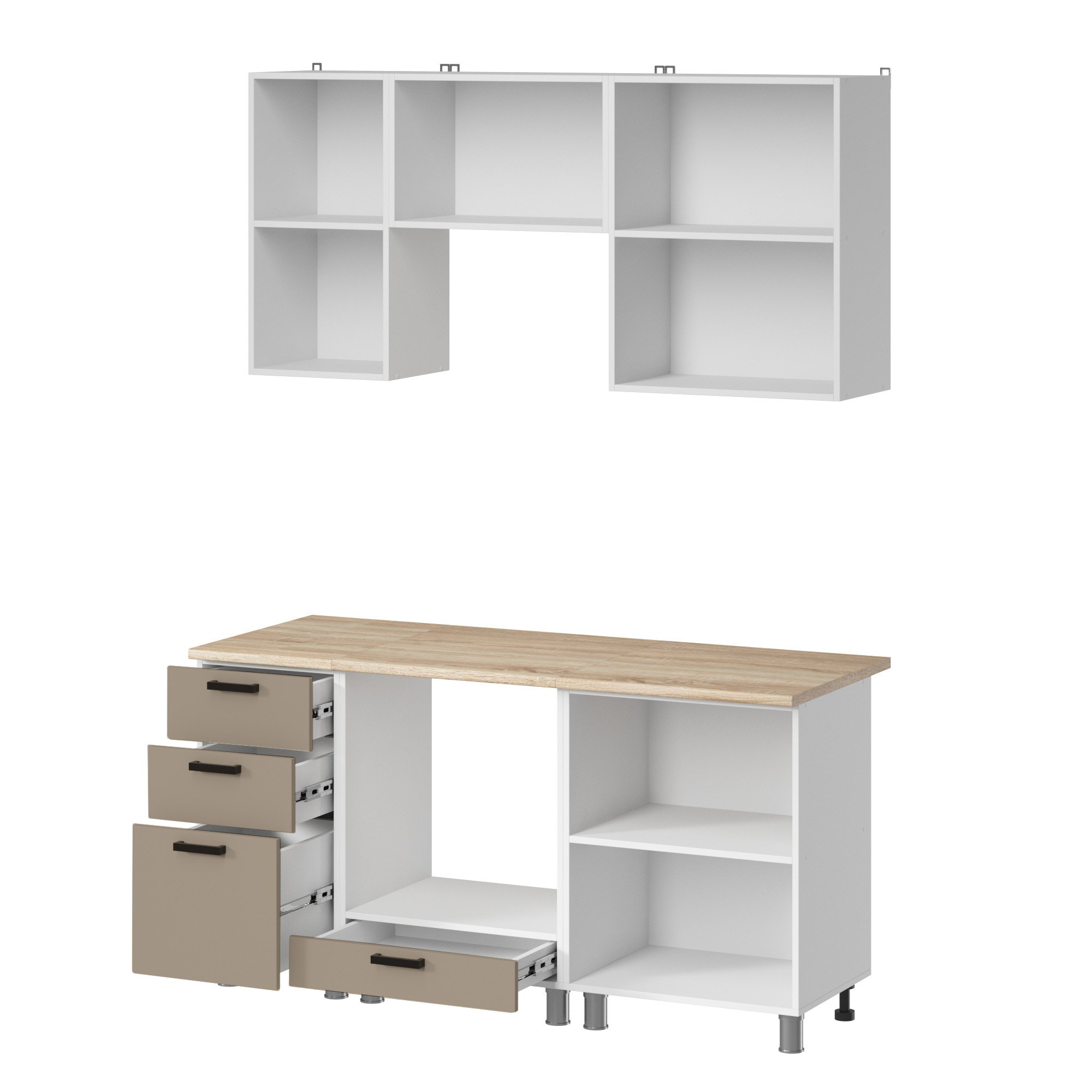 МК Аленушка 1,6м в.7 Орешник Матовый Вижен,скоба черный,сонома