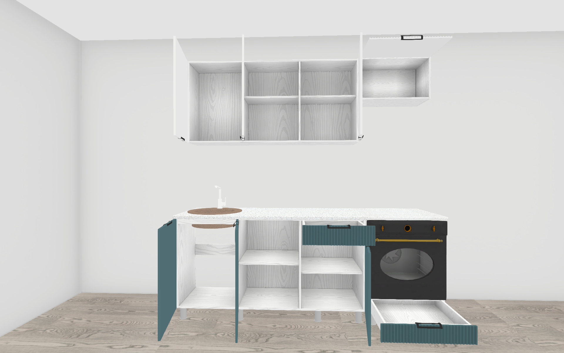 Кухонный гарнитур "Кампео" (со столешницей 38 мм), Белый снег, Бриз