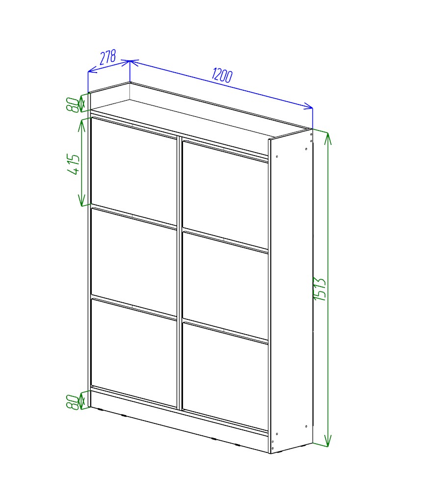 МС Охта Лайт Обувница 1200.6 Дуб ВотанБелый гладкий