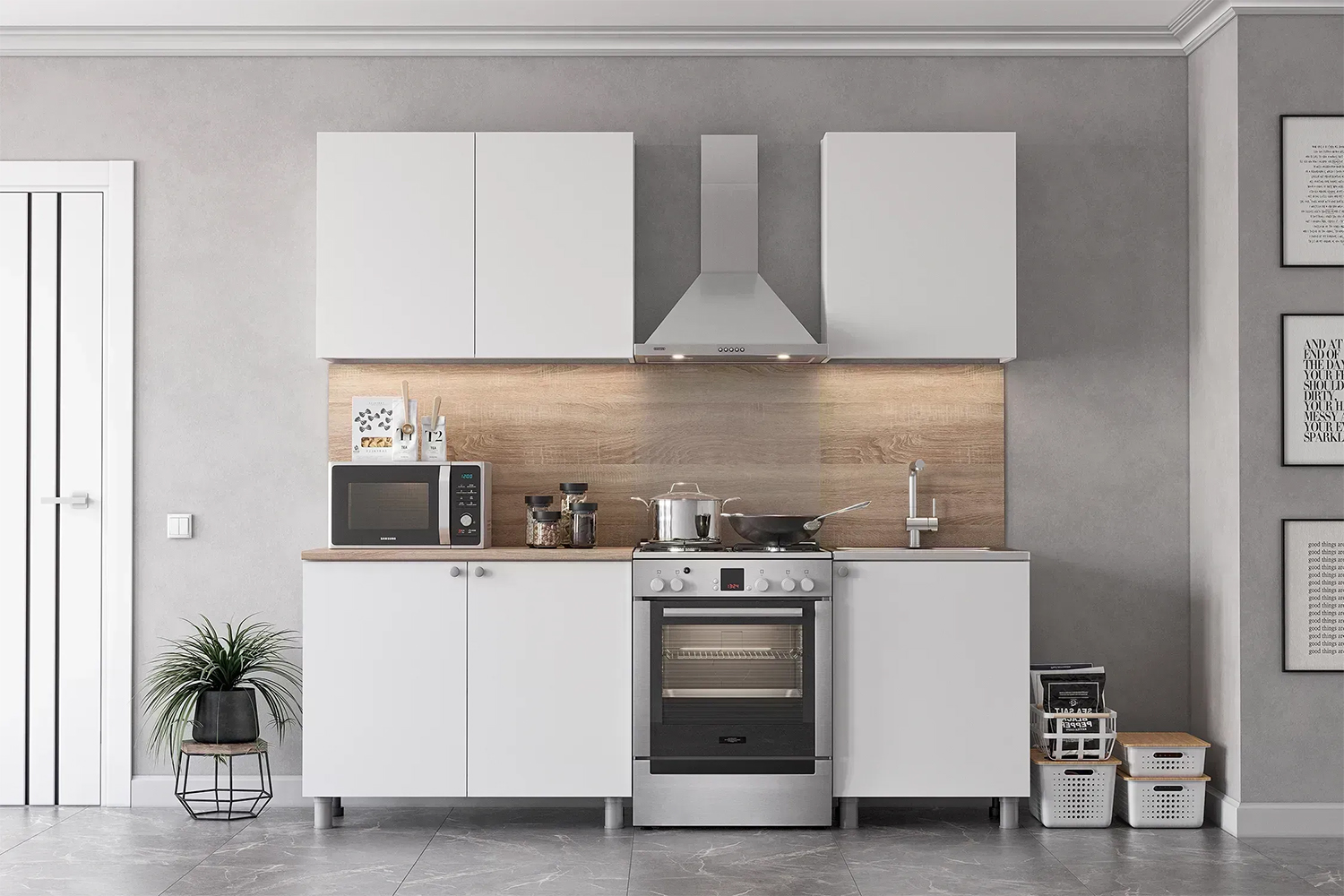 Кухонный гарнитур КГ 6 1.6 м, Белый