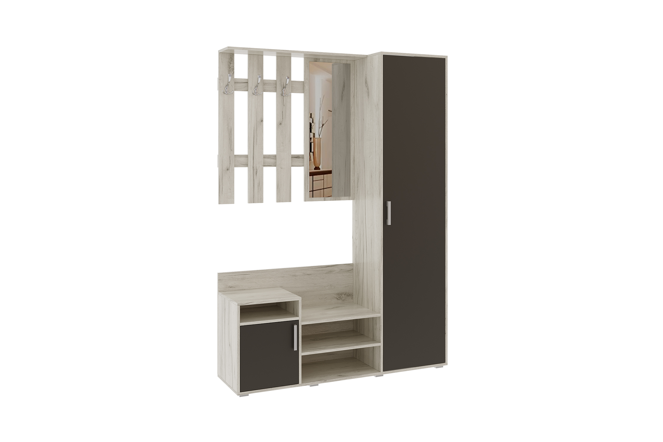 Прихожая Визит графит / дуб крафт белый