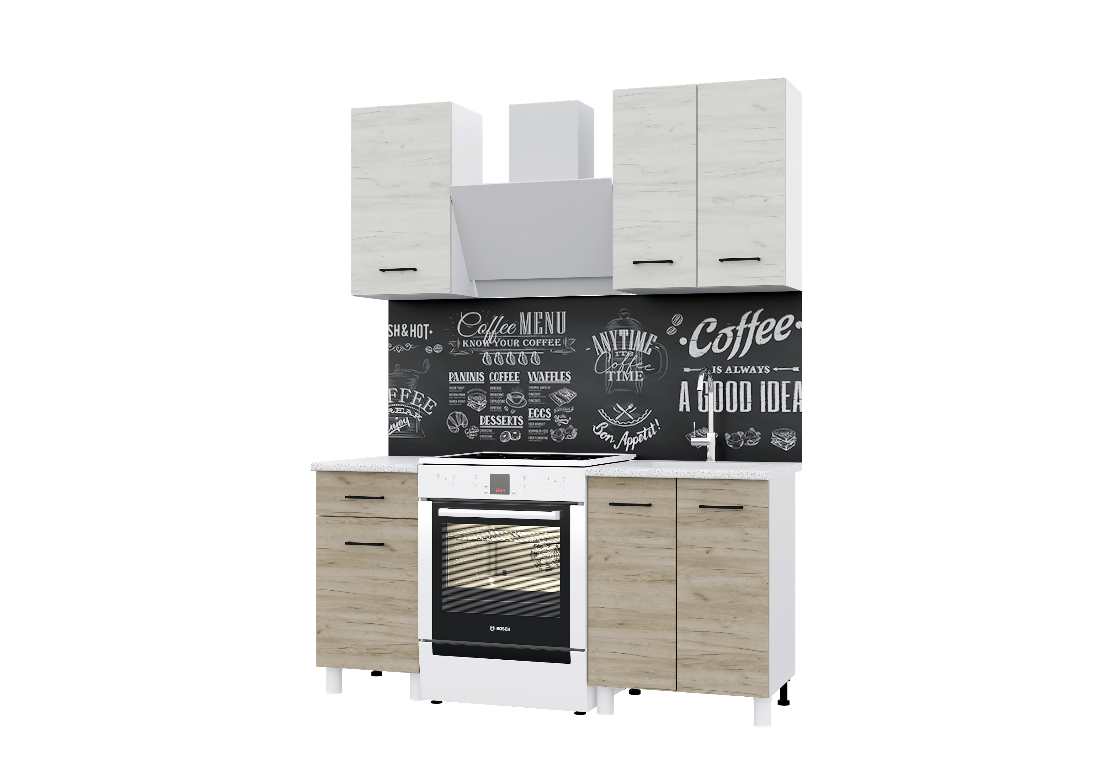 Готовая кухня Тренд 400, Крафт белый / Крафт серый