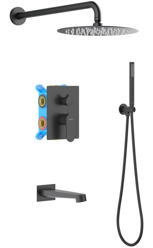 AQ1273MB ОБЕРОН Set 4 в 1 душевой комплект, матовый черный