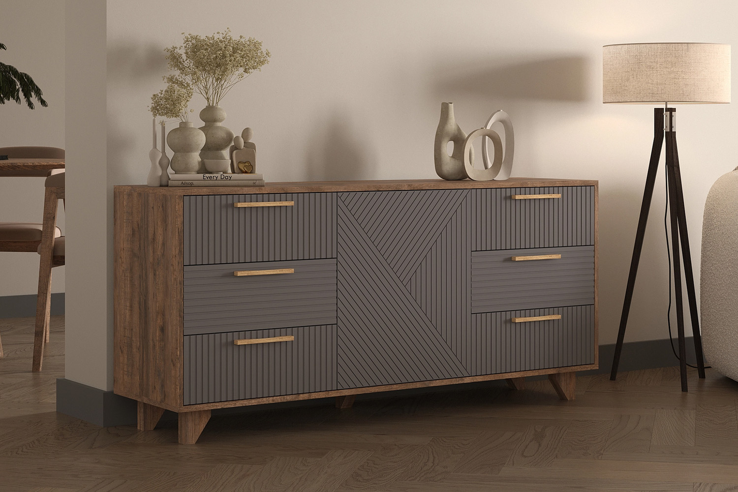 МС Ньёрд Комод Н 1500.7 Дуб Самдал / Черника