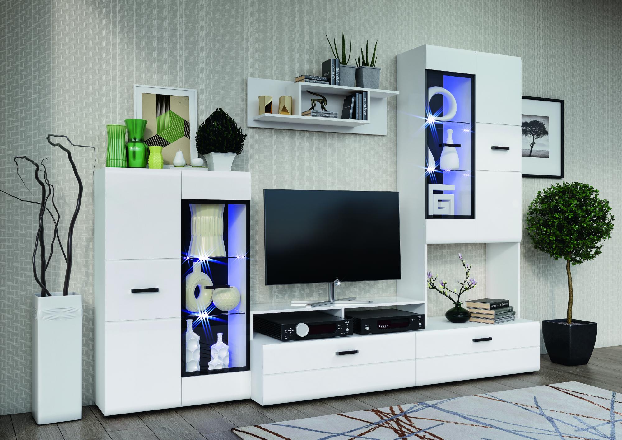 Гостиная Нэнси Вариант №3, Белый глянец холодный, Белый