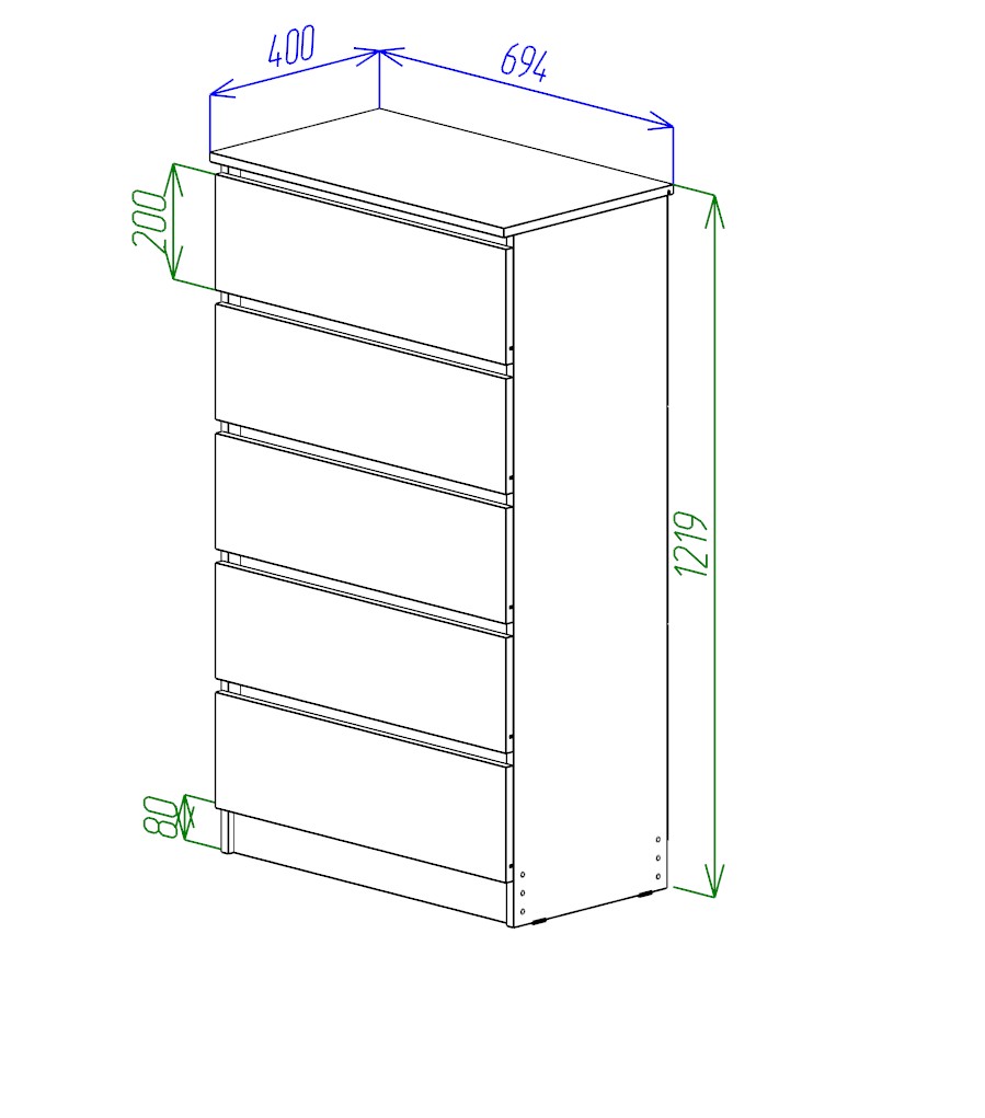 МС Охта Лайт Комод 700.5 Белый гладкий