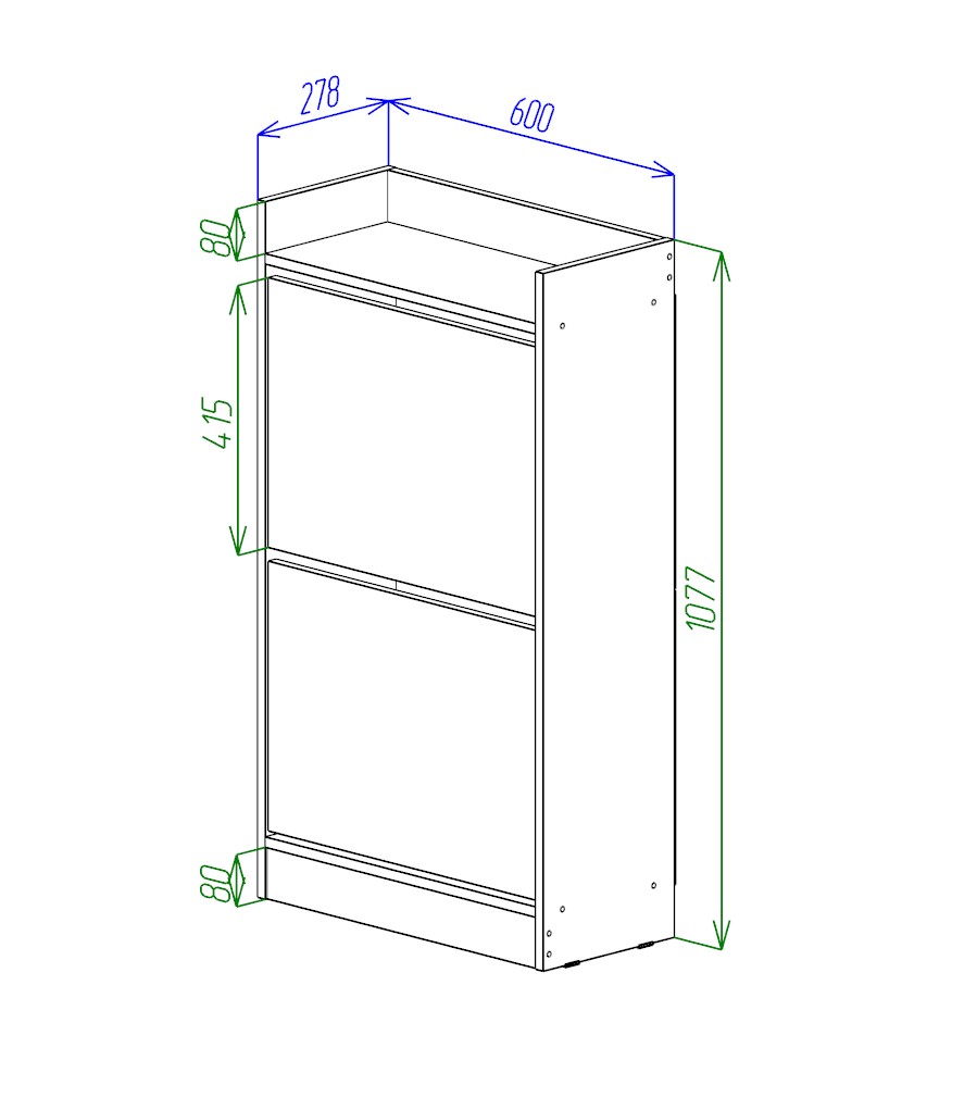 МС Охта Лайт Обувница 600.2 Дуб ВотанБелый гладкий