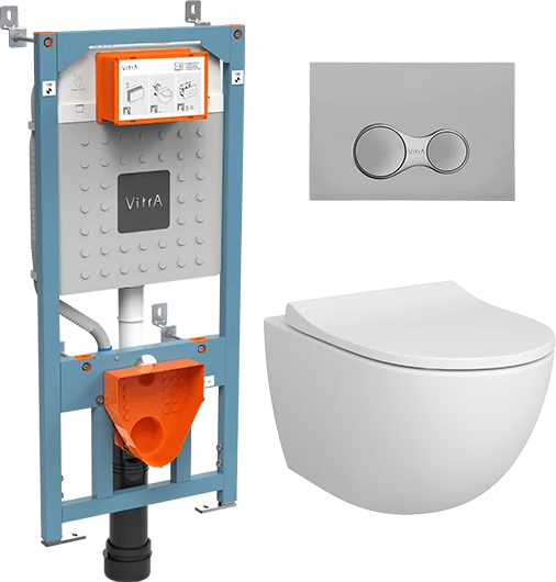 9830B003-7207 Комплект: Sento унитаз подвесной безободковый с тонким сидением МЛ+инсталляция+панель смыва мат хром