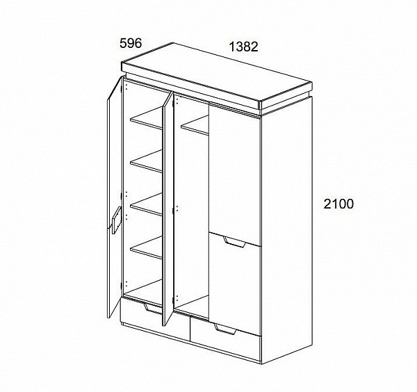Шкаф платяной Torino 3DG2S Z