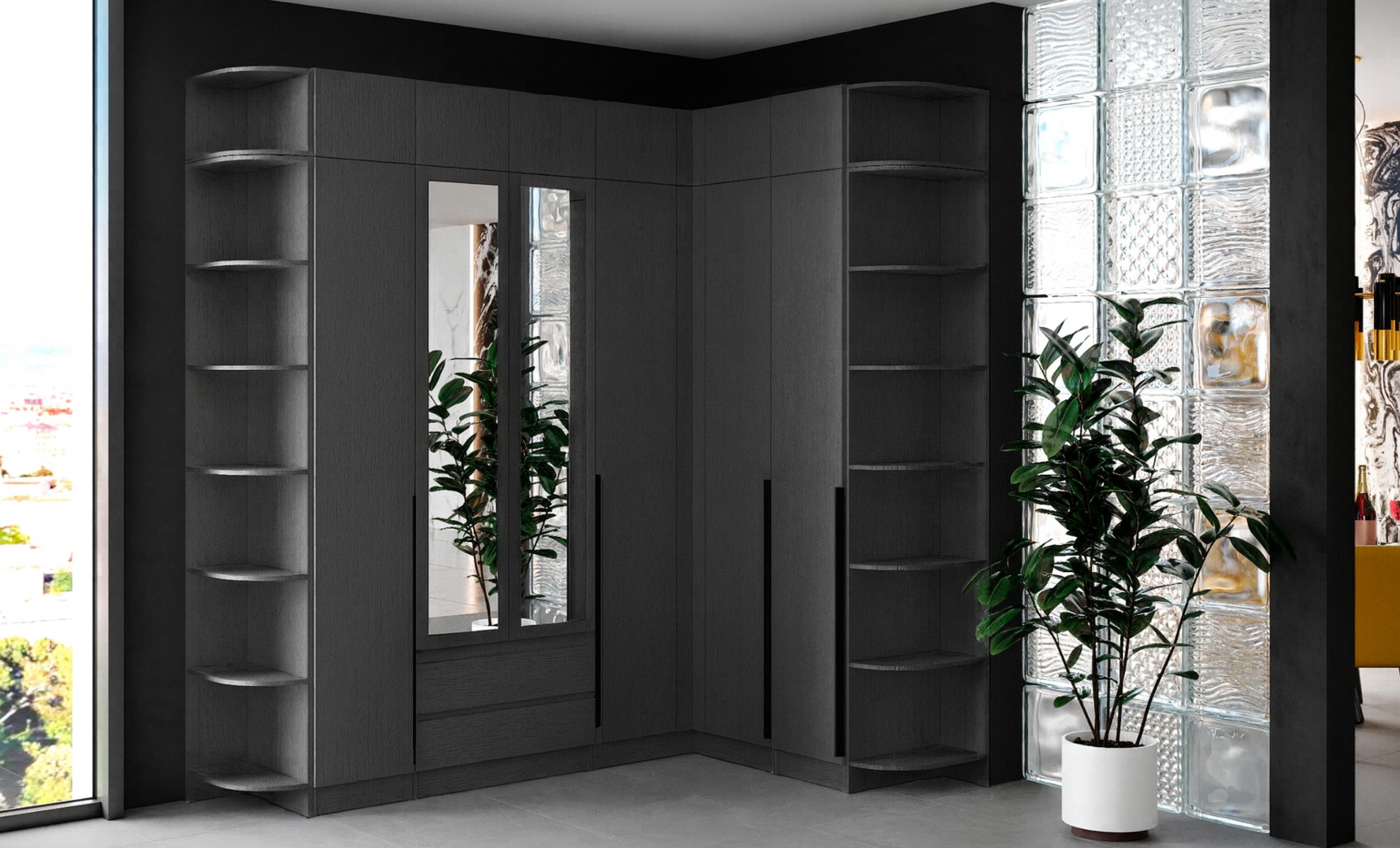 Шкаф Мадрид (0,4) с 3 ящ. внутри графит серый