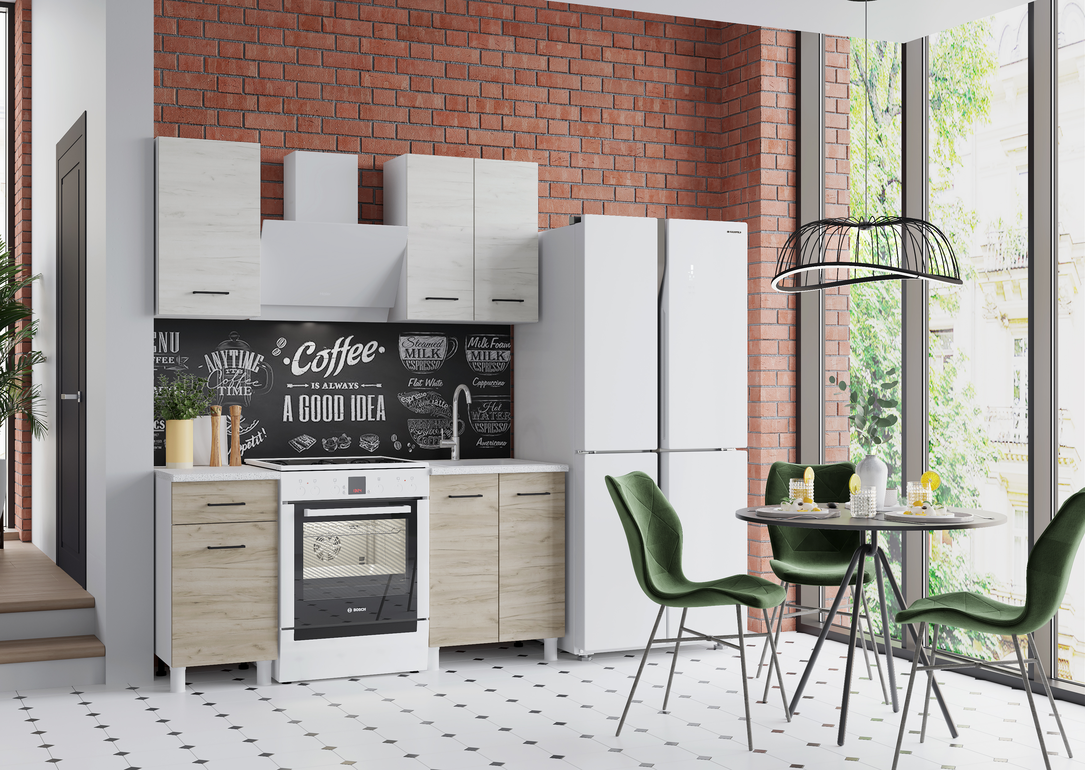 Готовая кухня Тренд 400, Крафт белый / Крафт серый