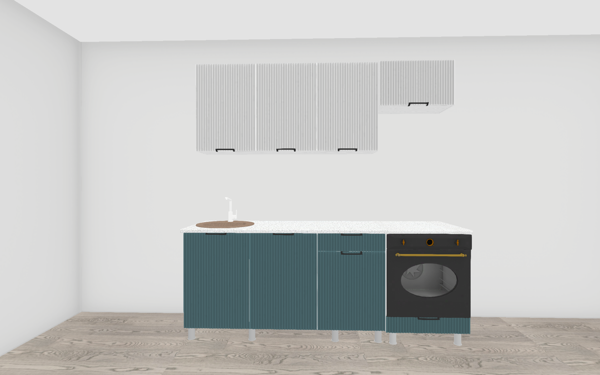 Кухонный гарнитур "Кампео" (со столешницей 38 мм), Белый снег, Бриз