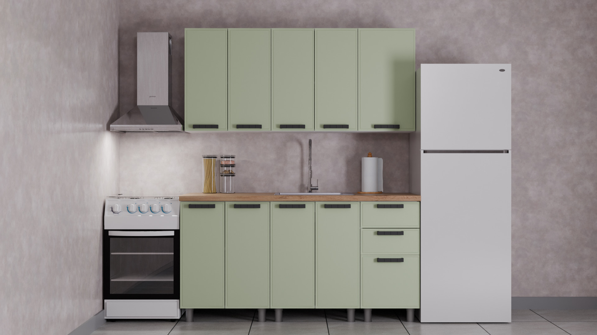 ГК Аленушка 1,6м Магнолия Фисташка/Фисташка,скоба черный,черный