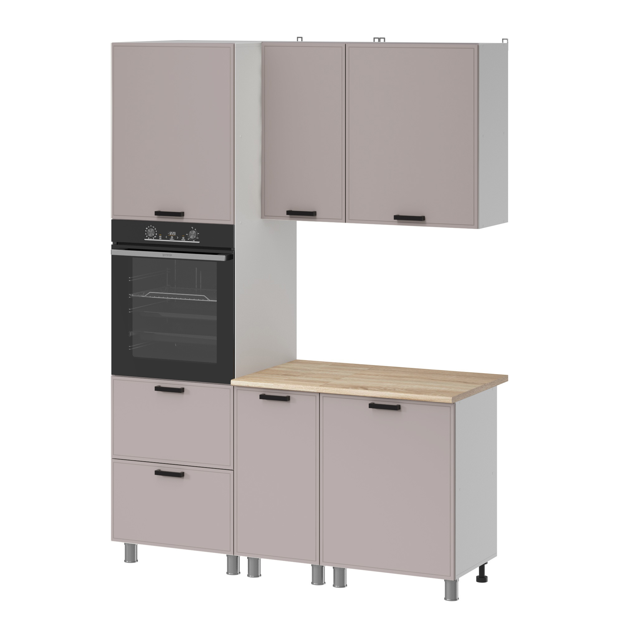 МК Аленушка 1,6м ПД Магнолия Кашемир,скоба черный,сонома