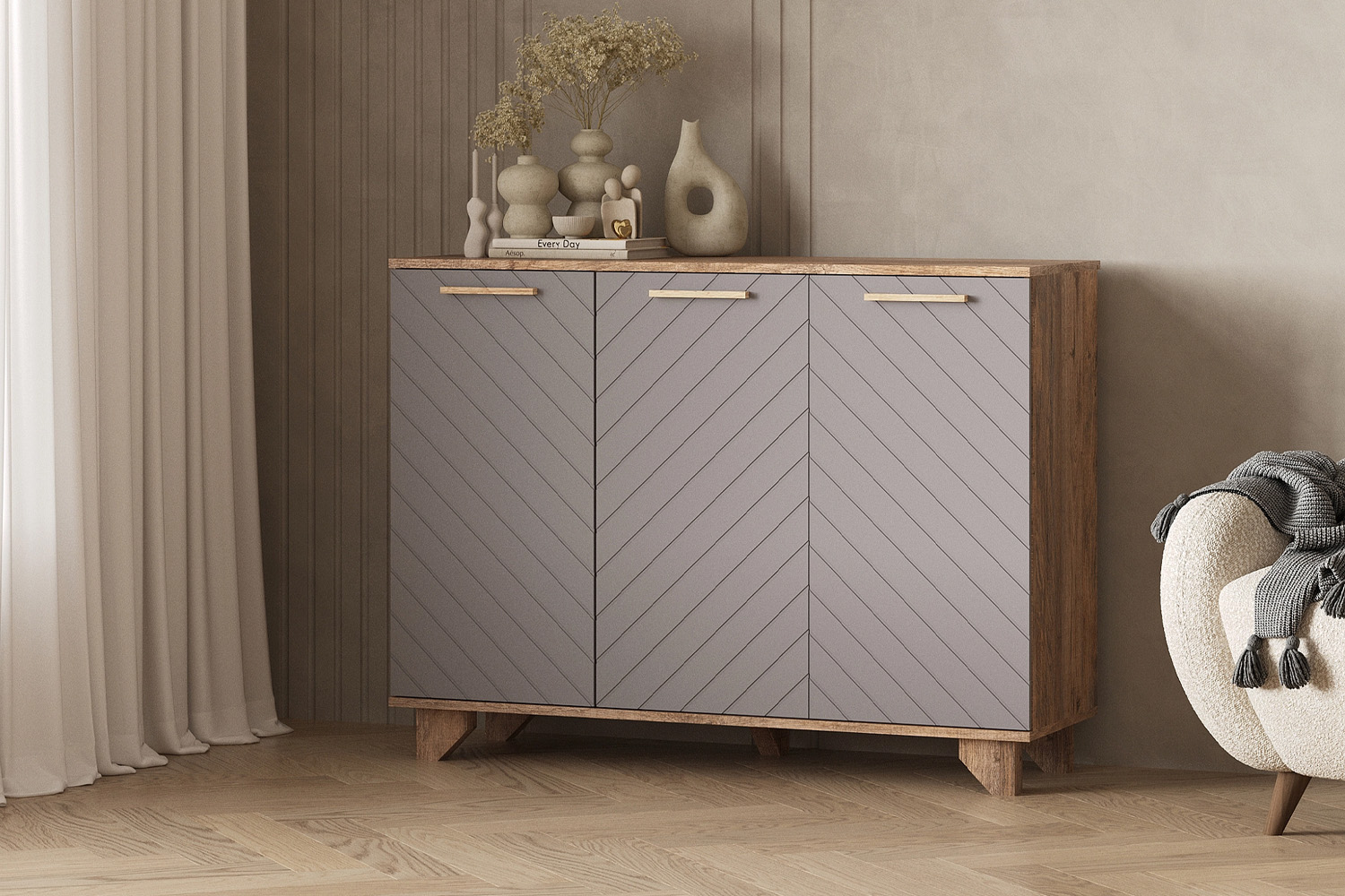 Ньёрд Комод 1200 Дуб Самдал/Черника