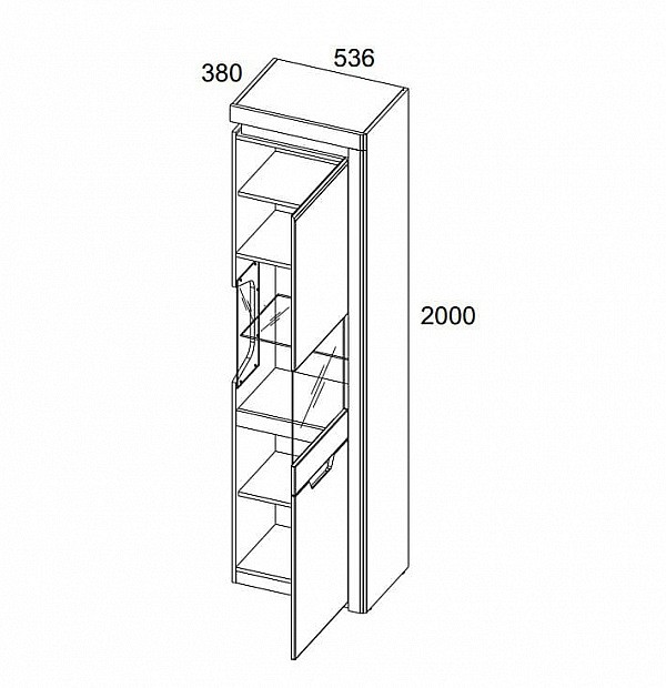 Шкаф-витрина Torino 1V1D P
