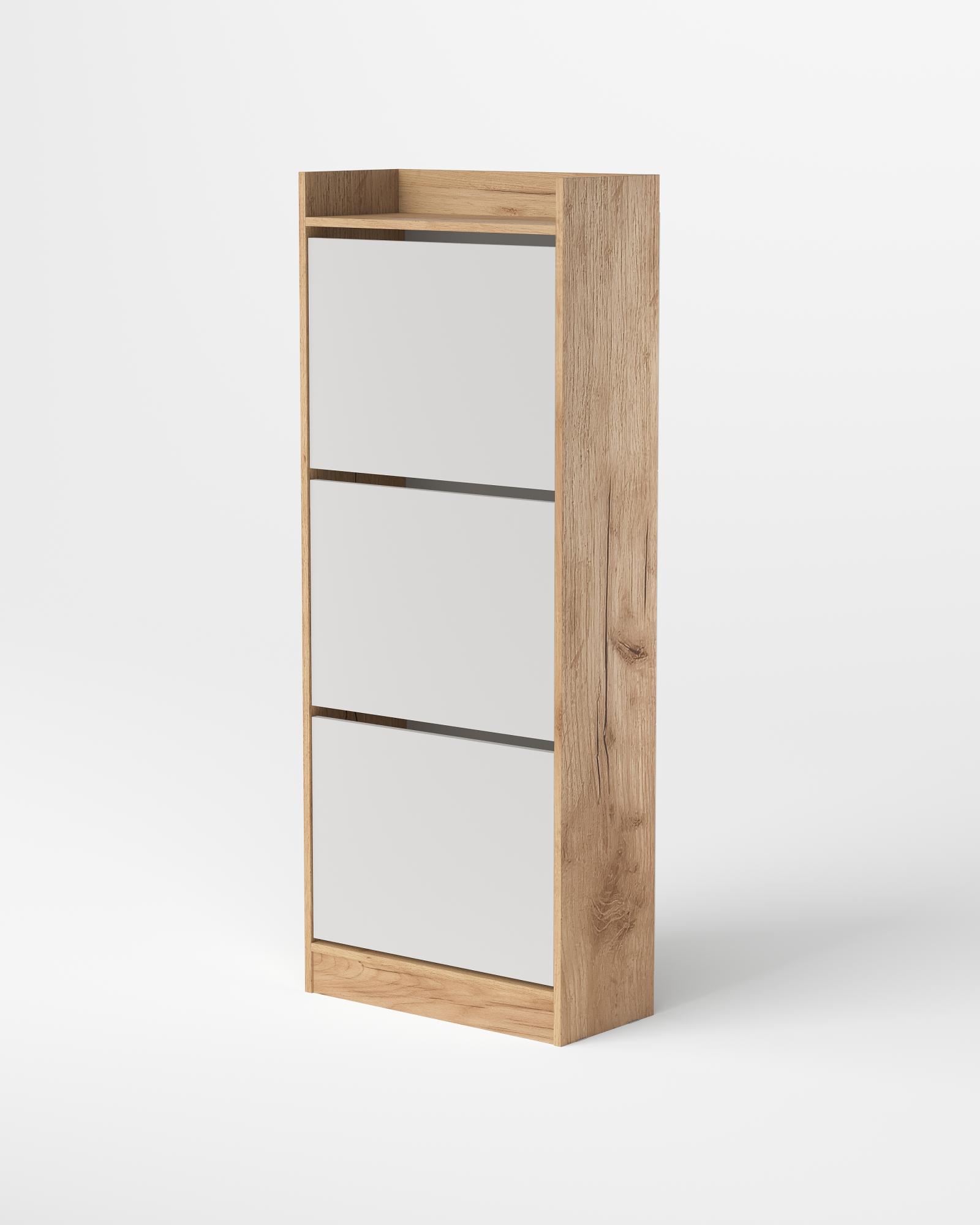 МС Охта Лайт Обувница 600.3 Дуб ВотанБелый гладкий