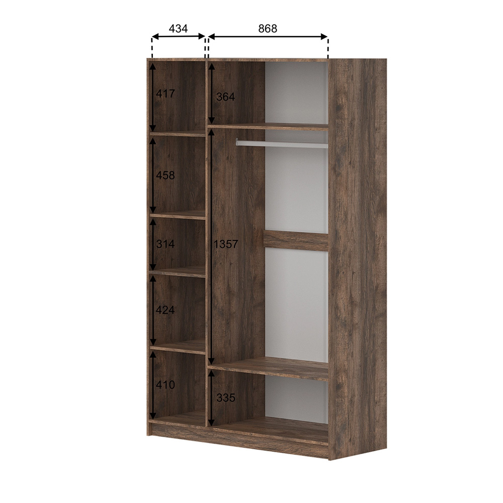 Ньёрд Шкаф 1350 Дуб Самдал/Белый софт матовый