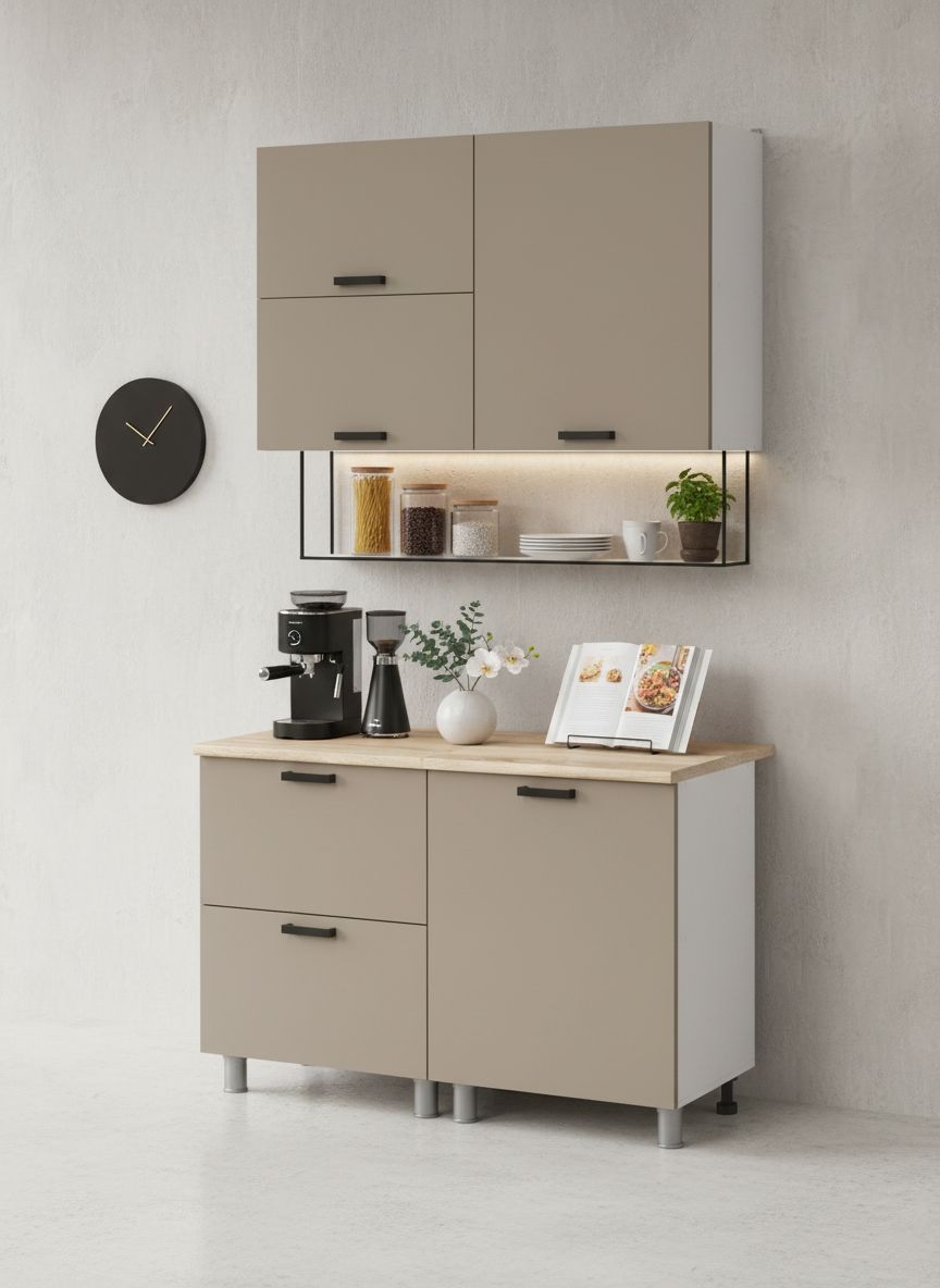 МК Аленушка 1,2м с ящ.в 2 Орешник Матовый Вижен,скоба черный,сонома (без столешницы)