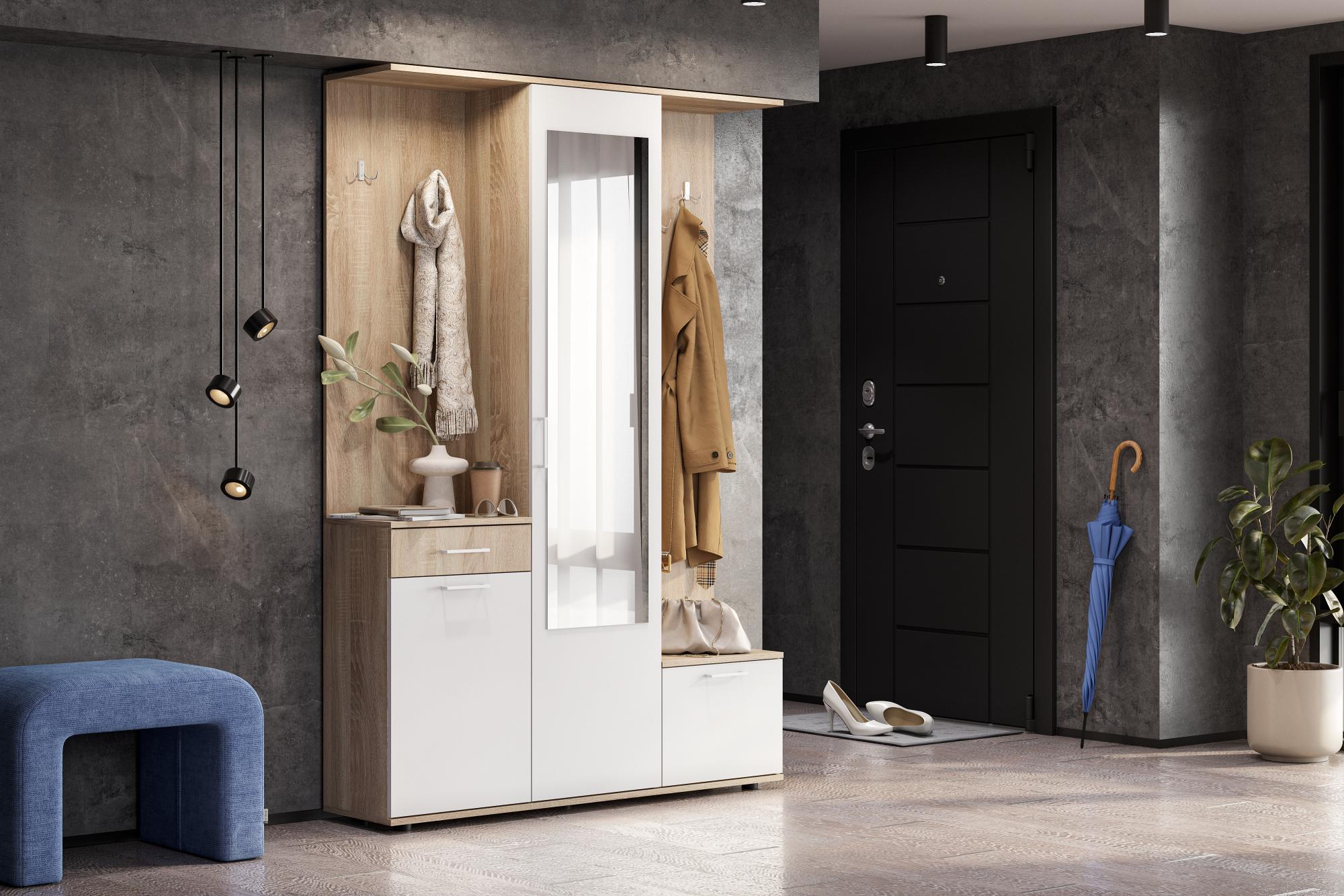 Прихожая ПР 1, Дуб сонома, Белый